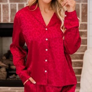 Holiday Animal Print Red Blouse